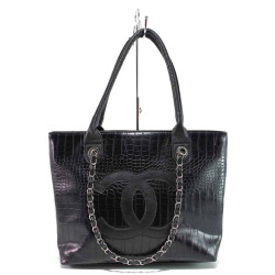 Черна дамска чанта, здрава еко-кожа - удобство и стил за вашето ежедневие N 100017619