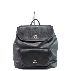 Черна раница, здрава еко-кожа - удобство и стил за вашето ежедневие N 100017625