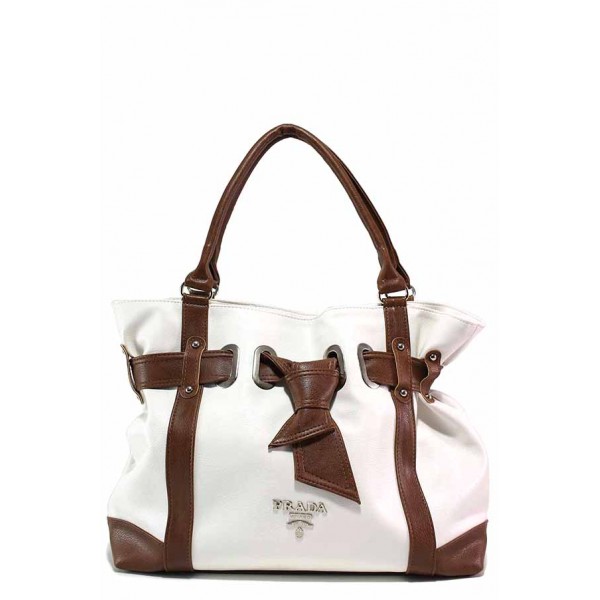 Бяла дамска чанта, здрава еко-кожа - удобство и стил за вашето ежедневие N 100017667