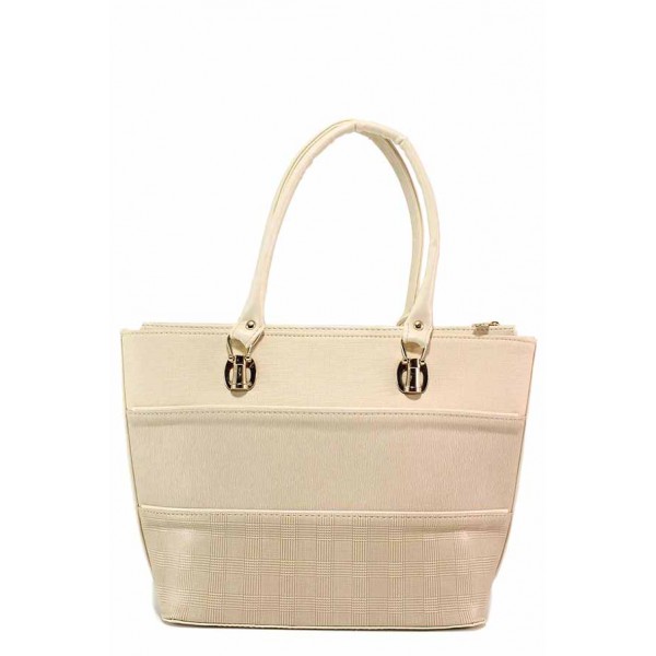 Бежова дамска чанта, здрава еко-кожа - удобство и стил за вашето ежедневие N 100017676