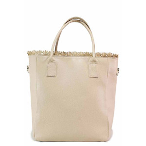 Бежова дамска чанта, здрава еко-кожа - удобство и стил за вашето ежедневие N 100017683