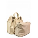 Бежова дамска чанта, здрава еко-кожа - удобство и стил за вашето ежедневие N 100017652