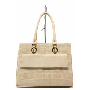 Бежова дамска чанта, здрава еко-кожа - удобство и стил за вашето ежедневие N 100017659