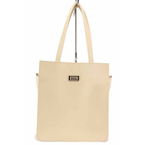 Бежова дамска чанта, здрава еко-кожа - удобство и стил за вашето ежедневие N 100017650