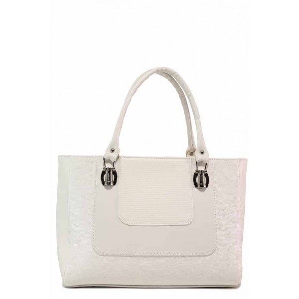 Бяла дамска чанта, здрава еко-кожа - удобство и стил за вашето ежедневие N 100017684