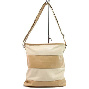 Бежова дамска чанта, здрава еко-кожа - удобство и стил за вашето ежедневие N 100017689