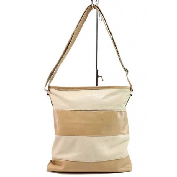 Бежова дамска чанта, здрава еко-кожа - удобство и стил за вашето ежедневие N 100017689