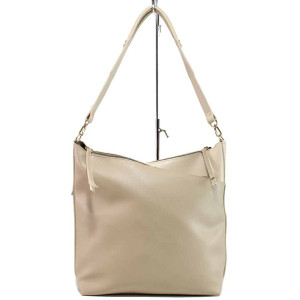 Бежова дамска чанта, здрава еко-кожа - удобство и стил за вашето ежедневие N 100017693