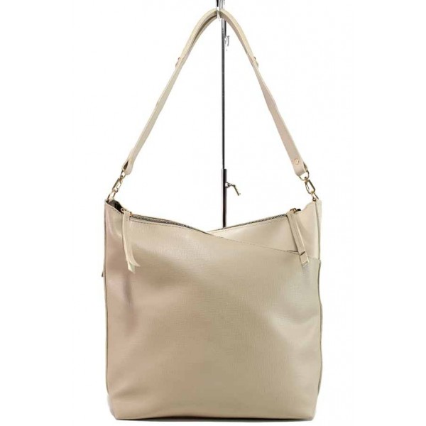 Бежова дамска чанта, здрава еко-кожа - удобство и стил за вашето ежедневие N 100017693