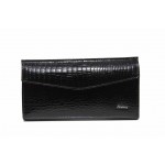 Черно дамско портмоне, естествена кожа с крокодилска шарка -  за вашето ежедневие N 100017703