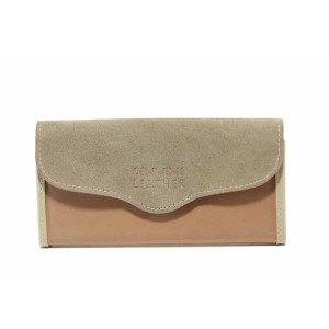 Бежово дамско портмоне, естествена кожа -  за вашето ежедневие N 100017707