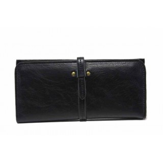 Черно дамско портмоне, здрава еко-кожа -  за вашето ежедневие N 100017727
