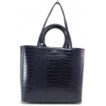Тъмносиня дамска чанта, естествена кожа с крокодилска шарка - удобство и стил за вашето ежедневие N 100018216