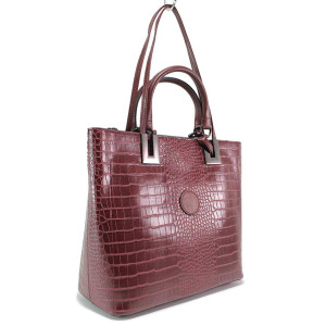 Винена дамска чанта, еко-кожа с крокодилска шарка - удобство и стил за вашето ежедневие N 100018218