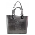 Сива дамска чанта, еко-кожа с крокодилска шарка - удобство и стил за вашето ежедневие N 100018219