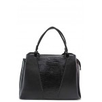 Черна дамска чанта, еко-кожа с крокодилска шарка - удобство и стил за вашето ежедневие N 100018220