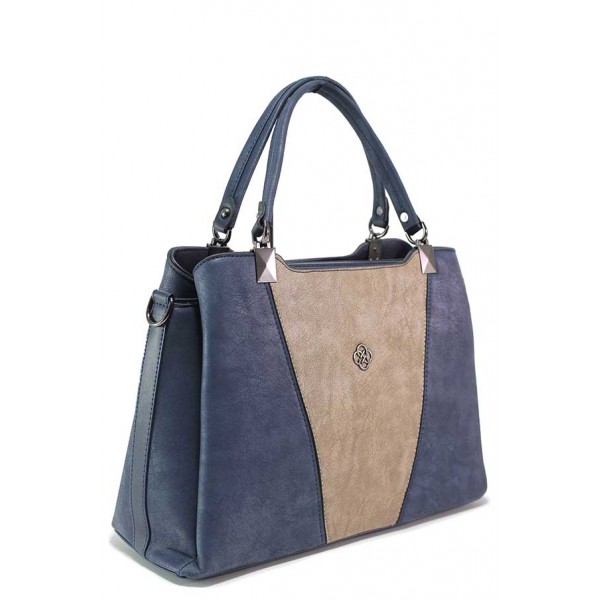Тъмносиня дамска чанта, здрава еко-кожа - удобство и стил за вашето ежедневие N 100018222