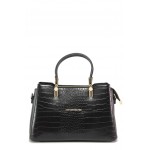 Черна дамска чанта, еко-кожа с крокодилска шарка - удобство и стил за вашето ежедневие N 100018229