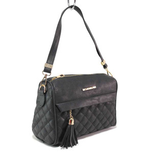 Черна дамска чанта, здрава еко-кожа - удобство и стил за вашето ежедневие N 100018234