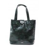 Зелена дамска чанта, еко-кожа с крокодилска шарка - удобство и стил за вашето ежедневие N 100018722