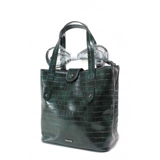Зелена дамска чанта, еко-кожа с крокодилска шарка - удобство и стил за вашето ежедневие N 100018722