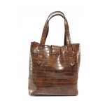 Кафява дамска чанта, еко-кожа с крокодилска шарка - удобство и стил за вашето ежедневие N 100018723