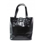 Черна дамска чанта, еко-кожа с крокодилска шарка - удобство и стил за вашето ежедневие N 100018724