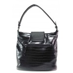 Черна дамска чанта, еко-кожа с крокодилска шарка - удобство и стил за вашето ежедневие N 100018725