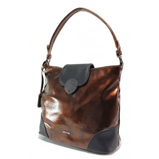 Кафява дамска чанта, еко-кожа с крокодилска шарка - удобство и стил за вашето ежедневие N 100018726