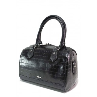 Черна дамска чанта, еко-кожа с крокодилска шарка - удобство и стил за вашето ежедневие N 100018728