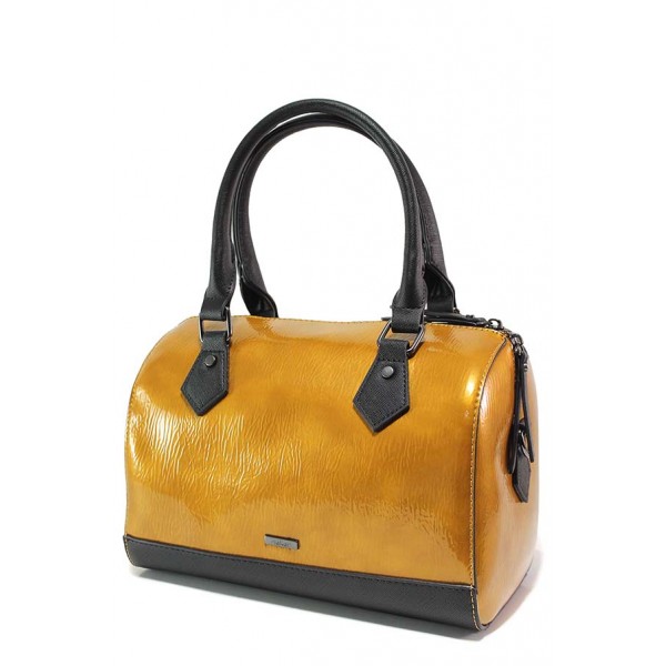 Жълта дамска чанта, еко-кожа с крокодилска шарка - удобство и стил за вашето ежедневие N 100018729