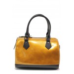 Жълта дамска чанта, еко-кожа с крокодилска шарка - удобство и стил за вашето ежедневие N 100018729