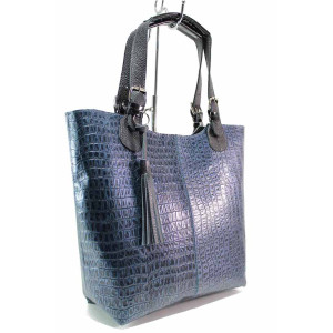 Синя дамска чанта, естествена кожа - удобство и стил за вашето ежедневие N 100019171