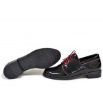 Черни анатомични дамски обувки с равна подметка, лачена естествена кожа - ежедневни обувки за пролетта и лятото N 100018267