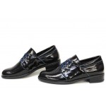 Черни анатомични дамски обувки с равна подметка, лачена естествена кожа - официални обувки за пролетта и лятото N 100018266