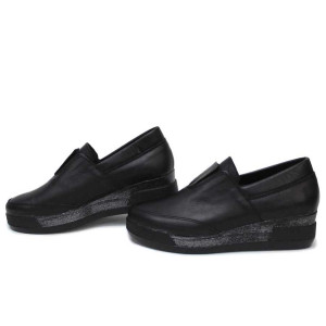 Черни анатомични дамски обувки с платформа, естествена кожа - всекидневни обувки за пролетта и лятото N 100018268