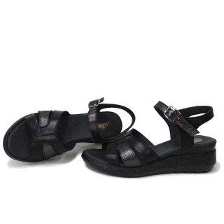 Черни анатомични дамски сандали, естествена кожа - ежедневни обувки за лятото N 100018544