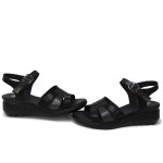 Черни анатомични дамски сандали, естествена кожа - ежедневни обувки за лятото N 100018544