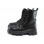 Черни дамски боти, здрава еко-кожа - ежедневни обувки за есента и зимата N 100017630