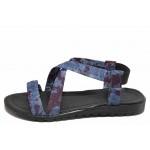 Сини дамски сандали, текстилна материя - ежедневни обувки за пролетта и лятото N 100017952