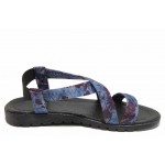 Сини дамски сандали, текстилна материя - ежедневни обувки за пролетта и лятото N 100017952