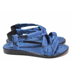 Сини дамски сандали, текстилна материя - всекидневни обувки за пролетта и лятото N 100017956