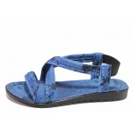 Сини дамски сандали, текстилна материя - всекидневни обувки за пролетта и лятото N 100017956