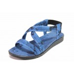 Сини дамски сандали, текстилна материя - всекидневни обувки за пролетта и лятото N 100017956