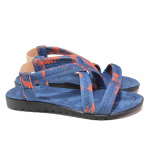 Сини дамски сандали, текстилна материя - всекидневни обувки за пролетта и лятото N 100017960