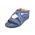 Сини дамски сандали, текстилна материя - всекидневни обувки за пролетта и лятото N 100017960