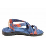 Сини дамски сандали, текстилна материя - всекидневни обувки за пролетта и лятото N 100017960