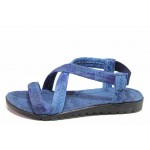 Сини дамски сандали, текстилна материя - всекидневни обувки за пролетта и лятото N 100017962