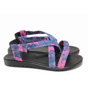 Сини дамски сандали, текстилна материя - всекидневни обувки за пролетта и лятото N 100017964