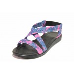 Сини дамски сандали, текстилна материя - всекидневни обувки за пролетта и лятото N 100017964